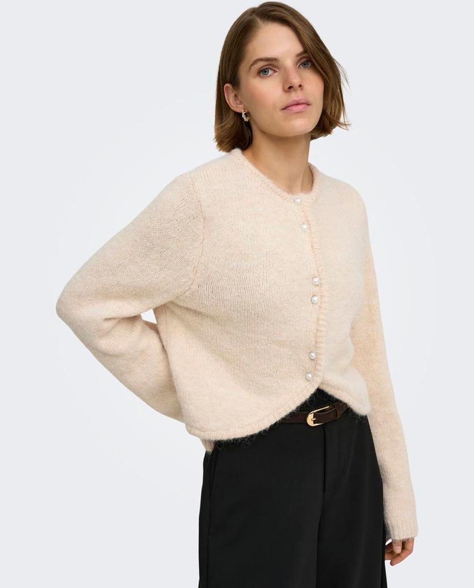 Imagen 4 de Cárdigan de mujer con cuello redondo y cierre de botones - Only - Beige Beige