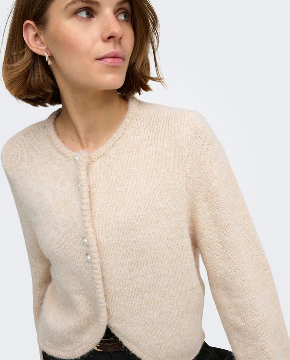 Imagen 5 de Cárdigan de mujer con cuello redondo y cierre de botones - Only - Beige Beige