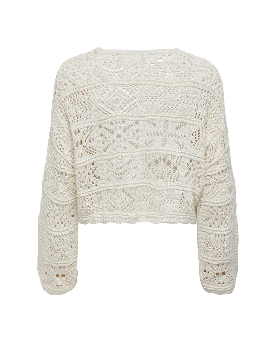 Cárdigan de mujer de manga larga y cierre con lazada - Only - Blanco Blanco-5