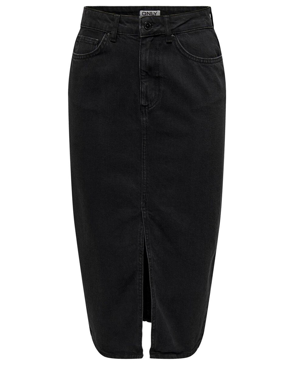 Saia Midi de Ganga com Abertura Preto-7