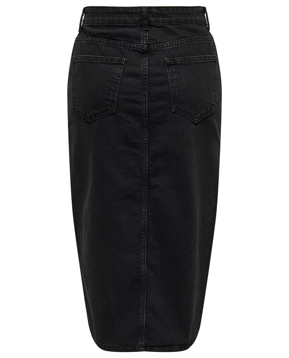 Saia Midi de Ganga com Abertura Preto-8