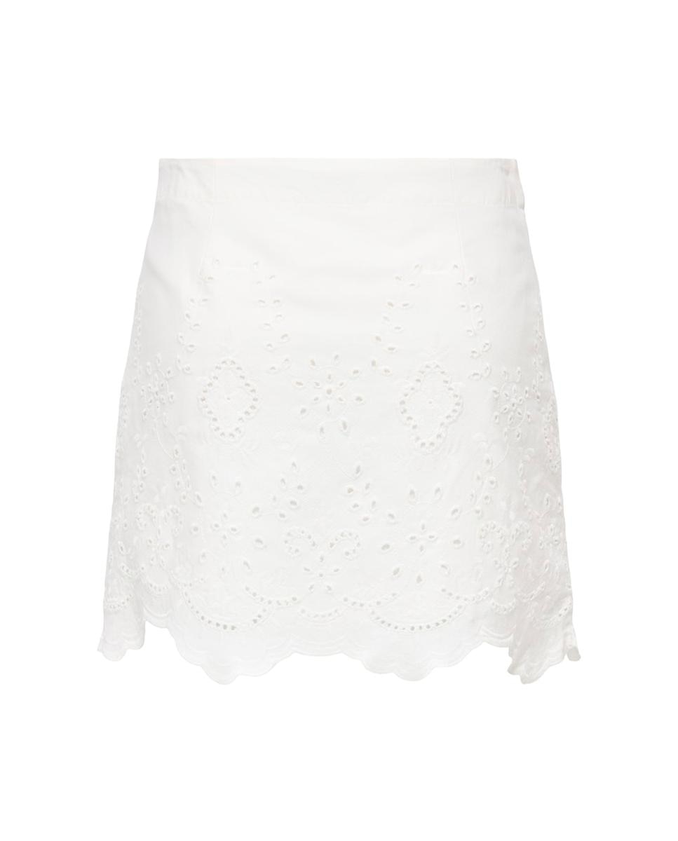 Saia de Cintura Subida com Fecho de Correr Oculto Lateral Branco-5