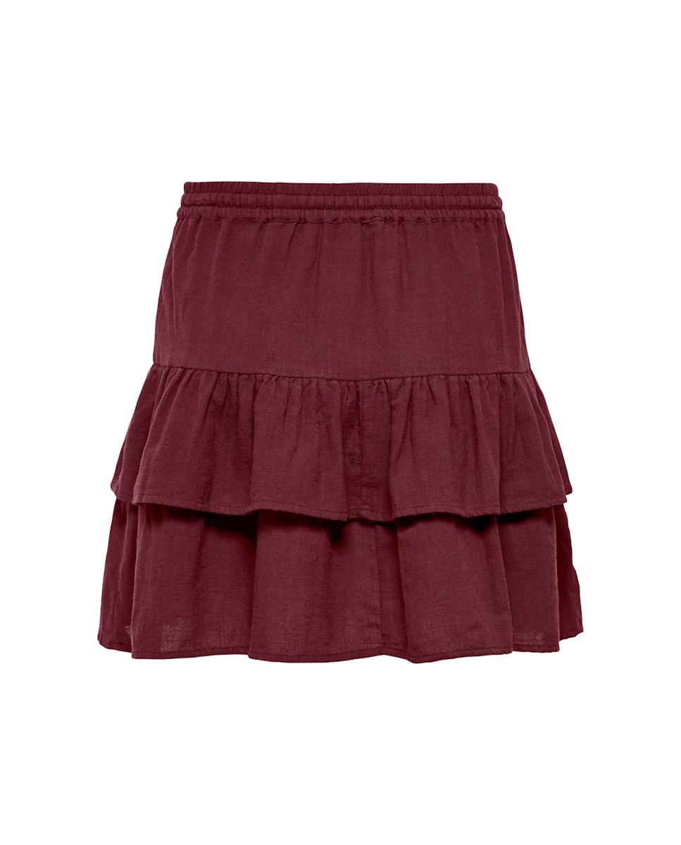 Saia Curta com Cintura Elástica e Fecho de Cordão Bordeaux-5