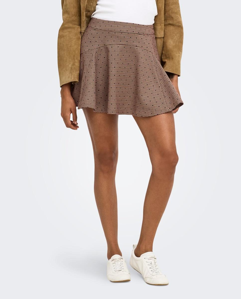 Falda corta con estampado de lunares - Only - Marrón claro Marrón claro-2