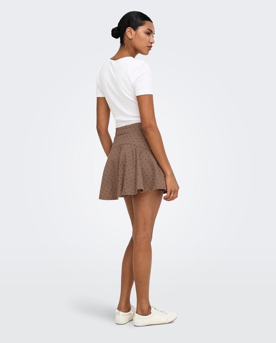 Falda corta con estampado de lunares - Only - Marrón claro Marrón claro-3