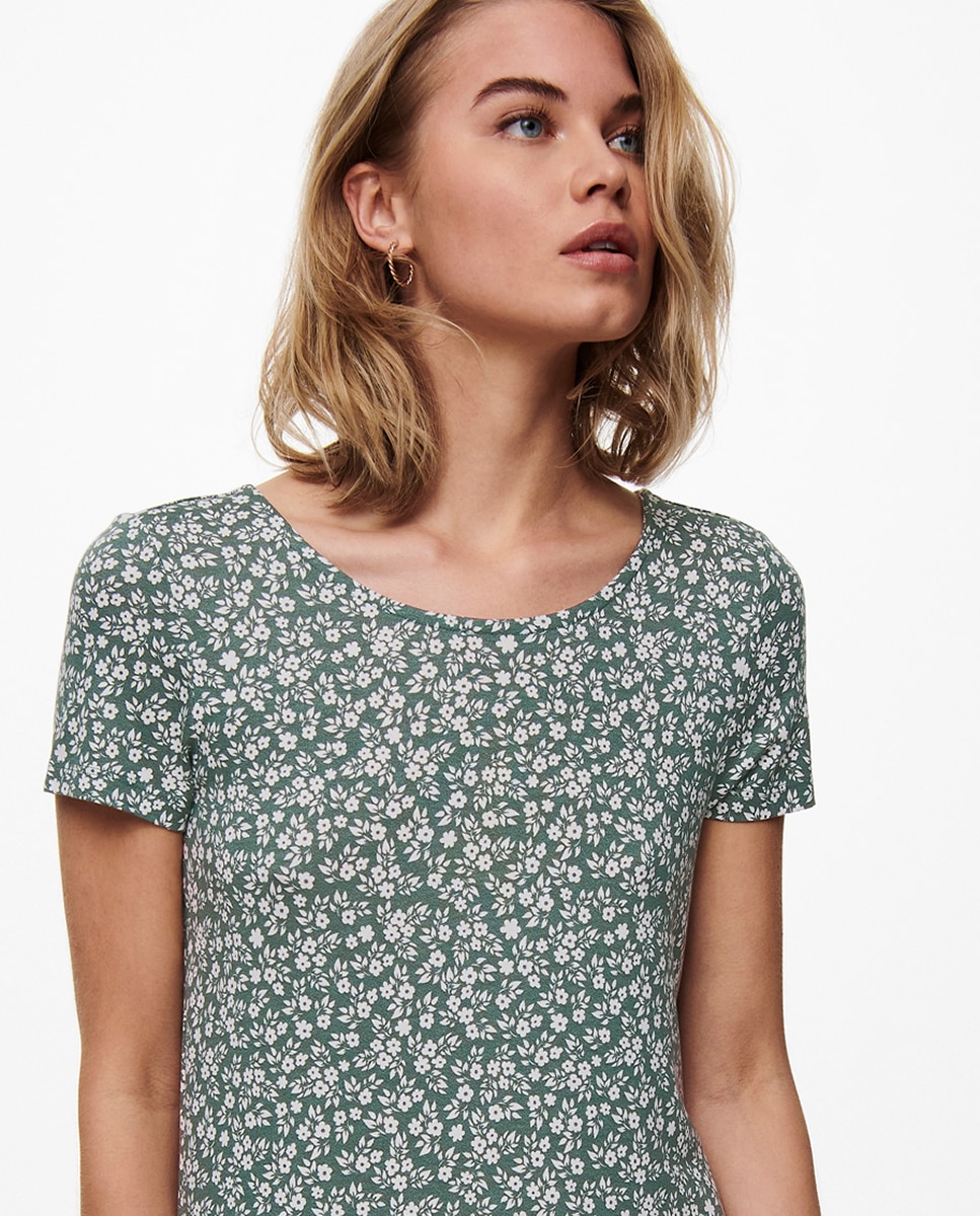 Vestido mini de manga curta e detalhe nas costas Verde-escuro-5