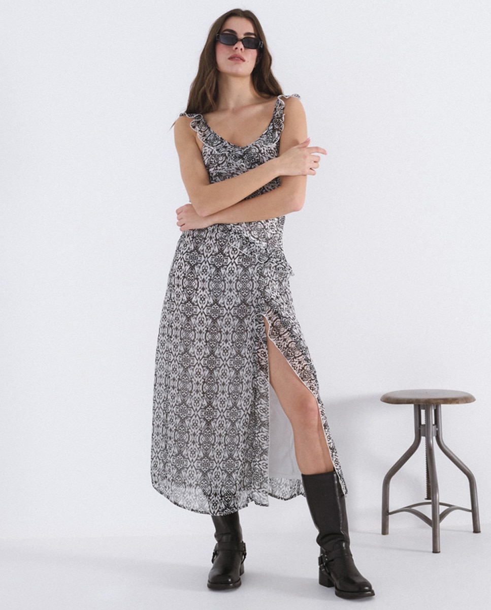 Only - Vestido largo de volantes.