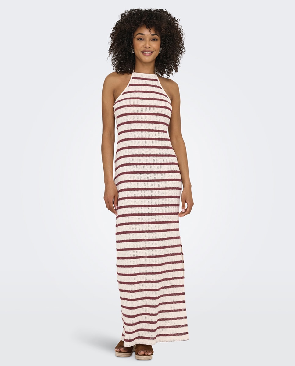 Vestido Halter Comprido com Costas Descobertas Branco-4