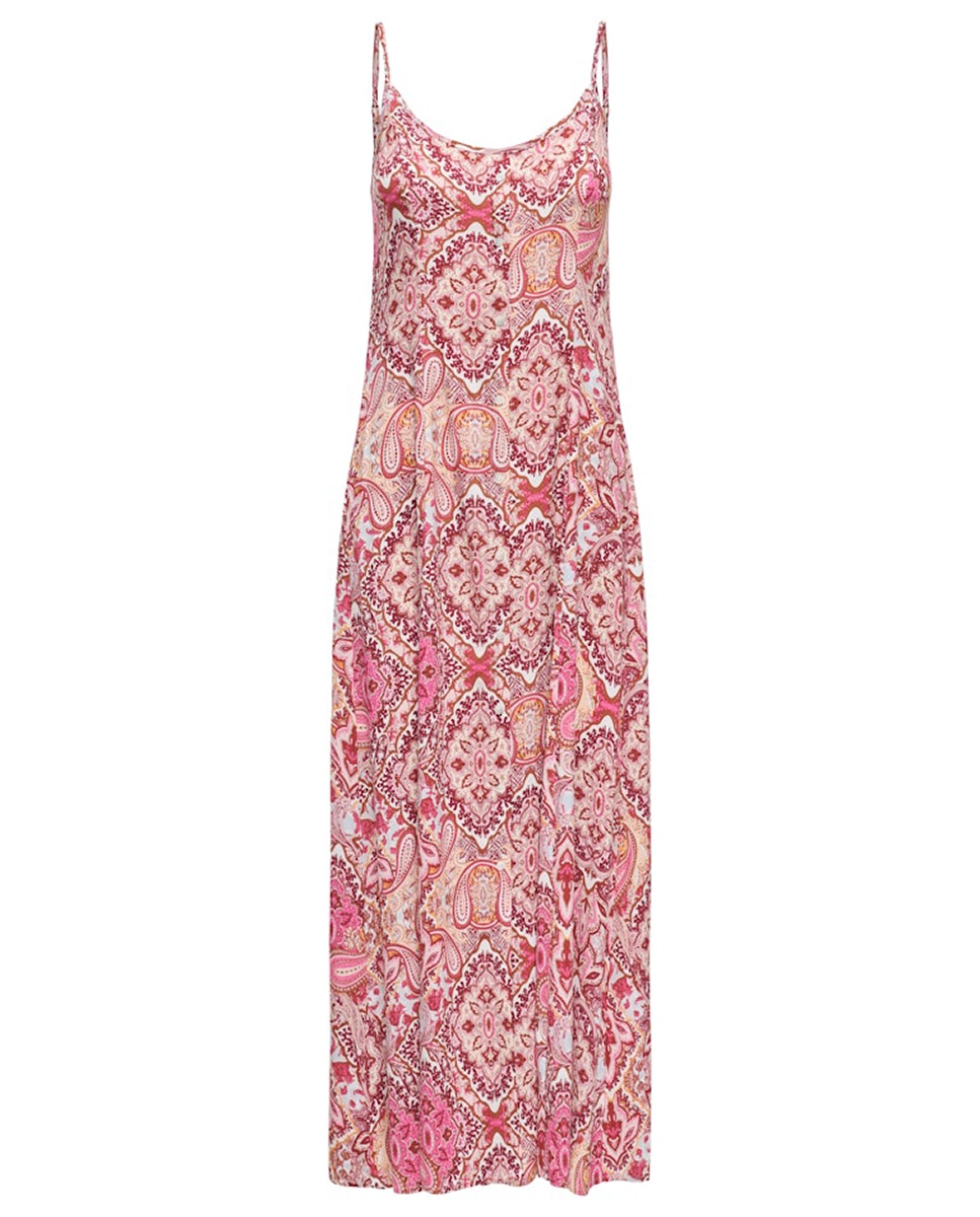 Vestido Comprido Estampado Rosa-6