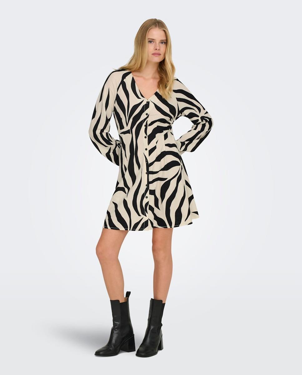 Imagem 0 de Vestido Curto Estampado com Manga Comprida