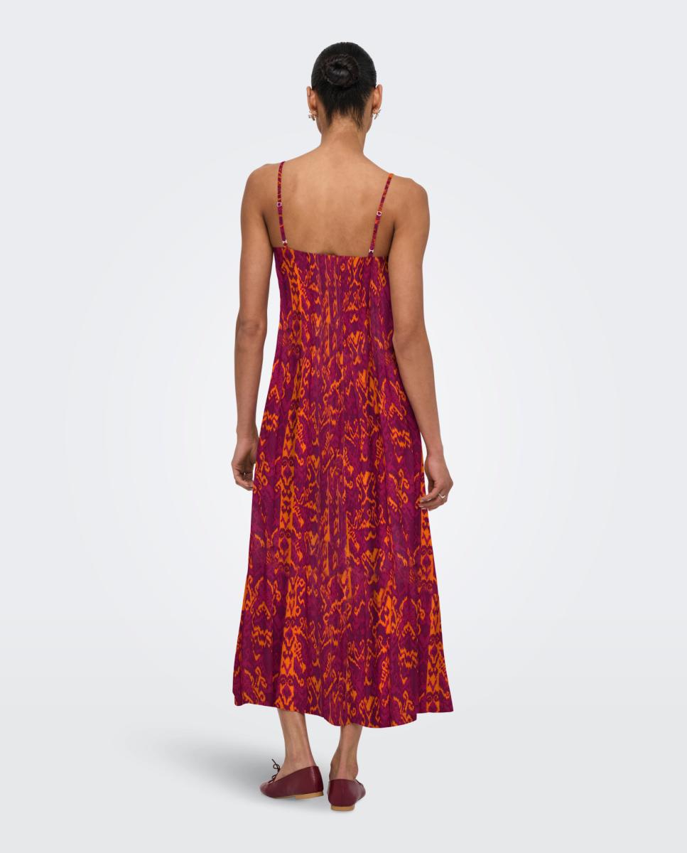 Vestido Comprido Estampado Vermelho-2