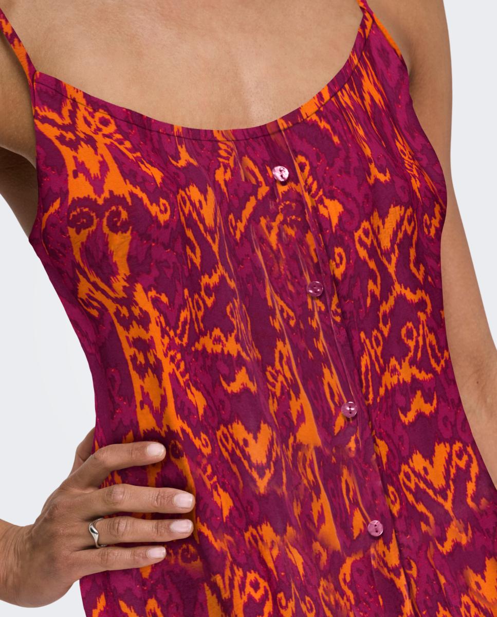 Vestido Comprido Estampado Vermelho-3