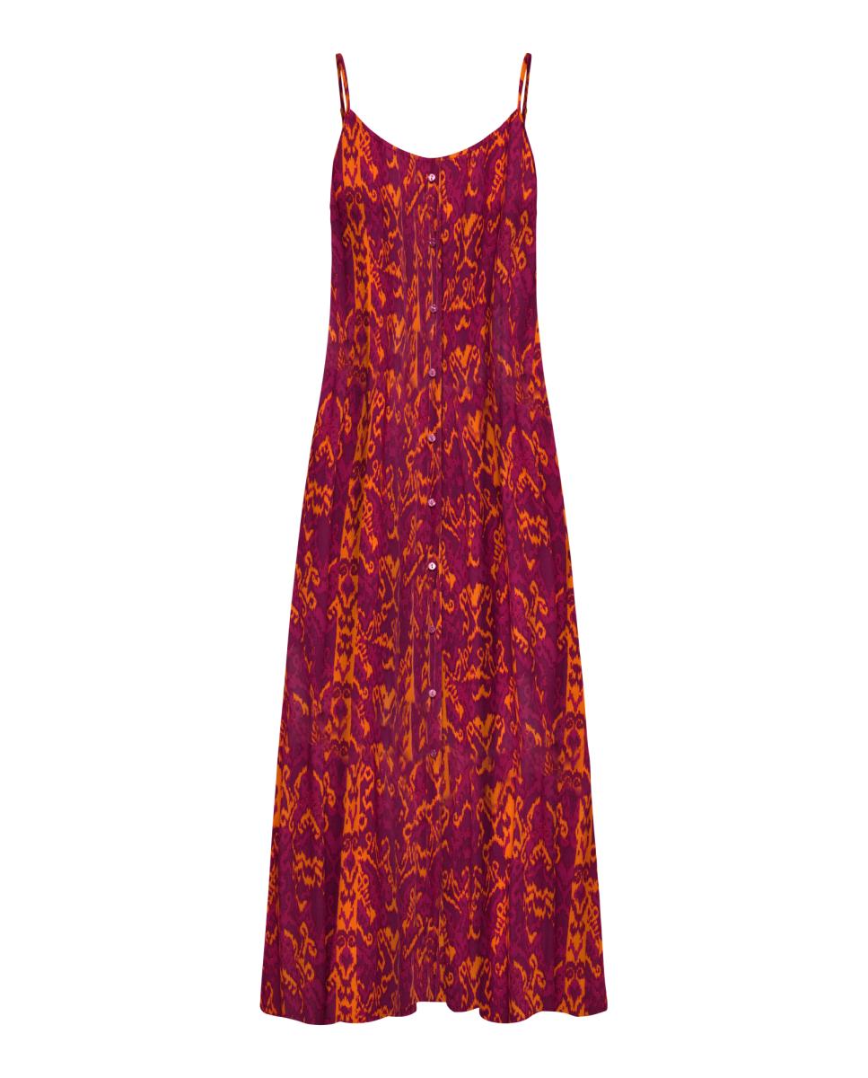 Vestido Comprido Estampado Vermelho-4