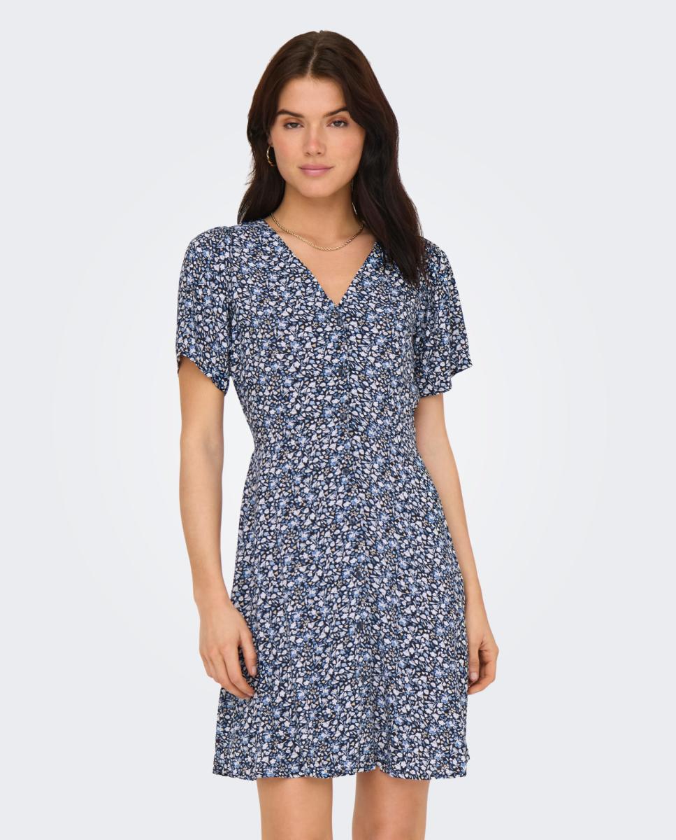 Only - Vestido mini de manga corta con escote en pico.