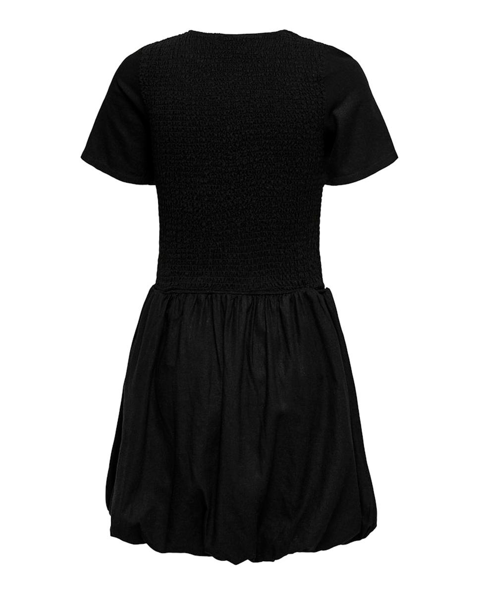 Vestido de manga curta com decote redondo Preto-4