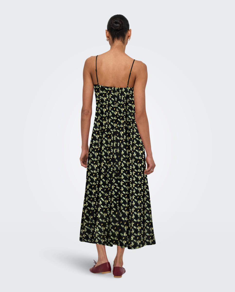 Vestido Comprido Estampado Preto-2
