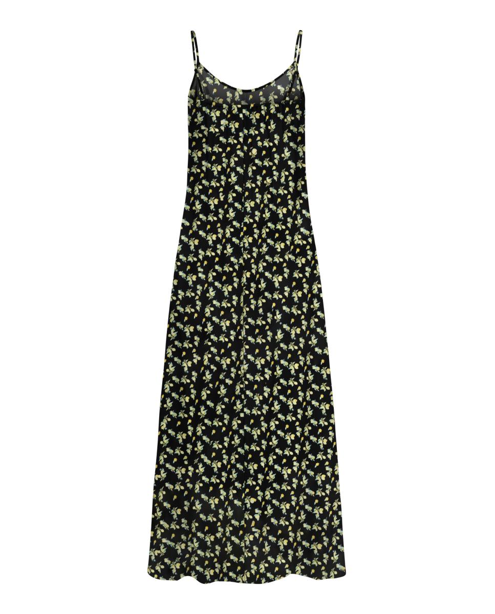 Vestido Comprido Estampado Preto-4