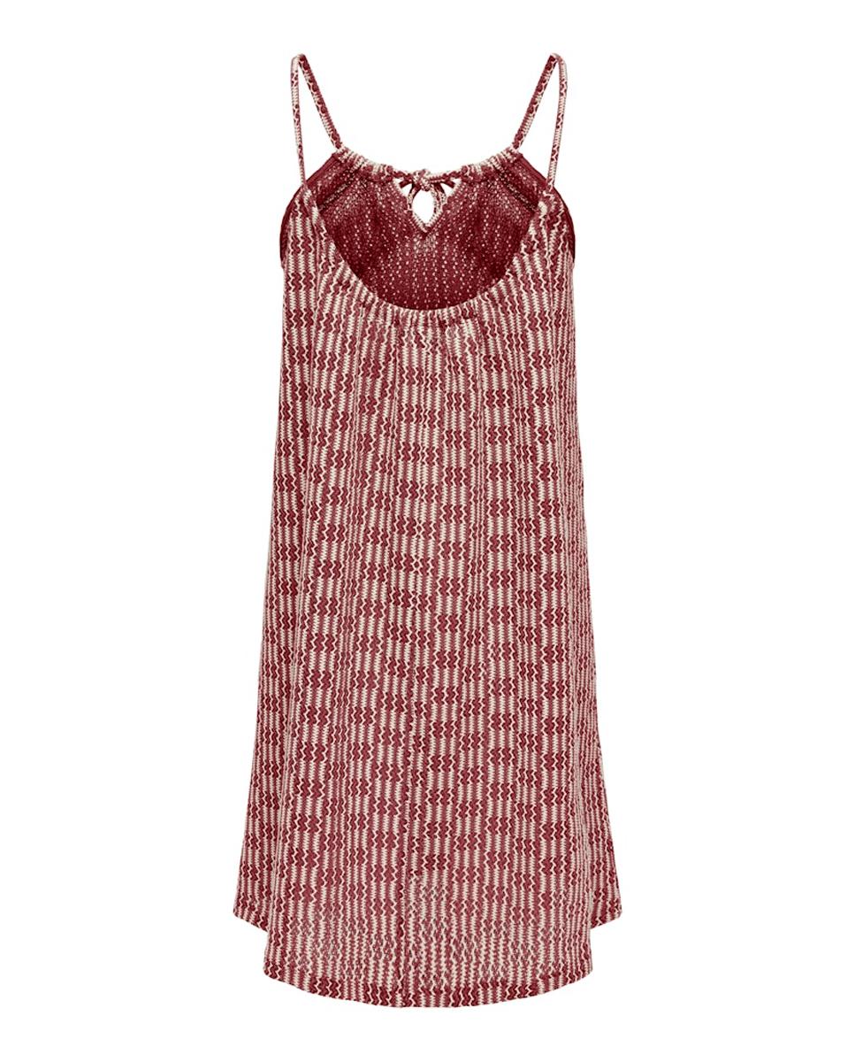 Vestido pelo Joelho sem Mangas e com Decote em U Vermelho-2