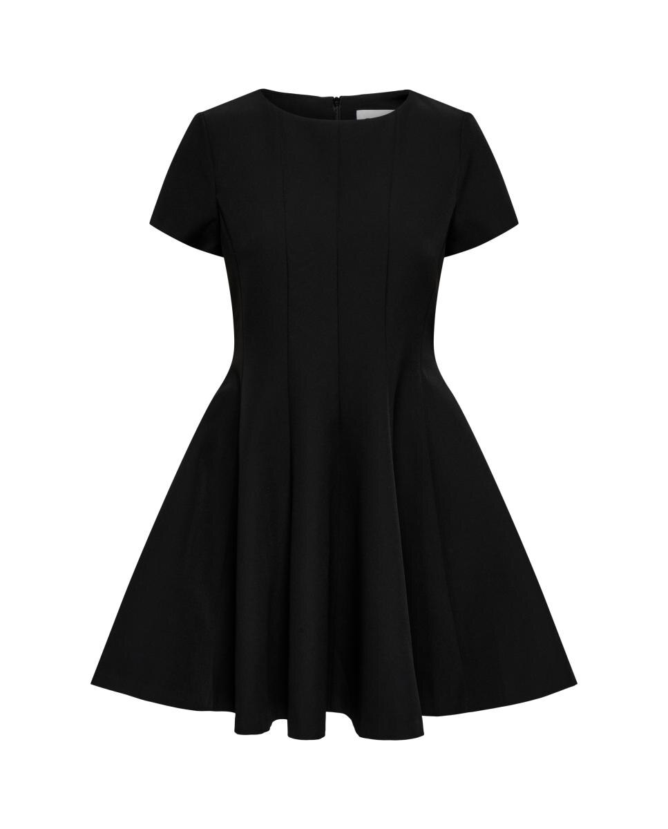 Imagen 0 de Vestido con cuello redondo y manga corta Negro