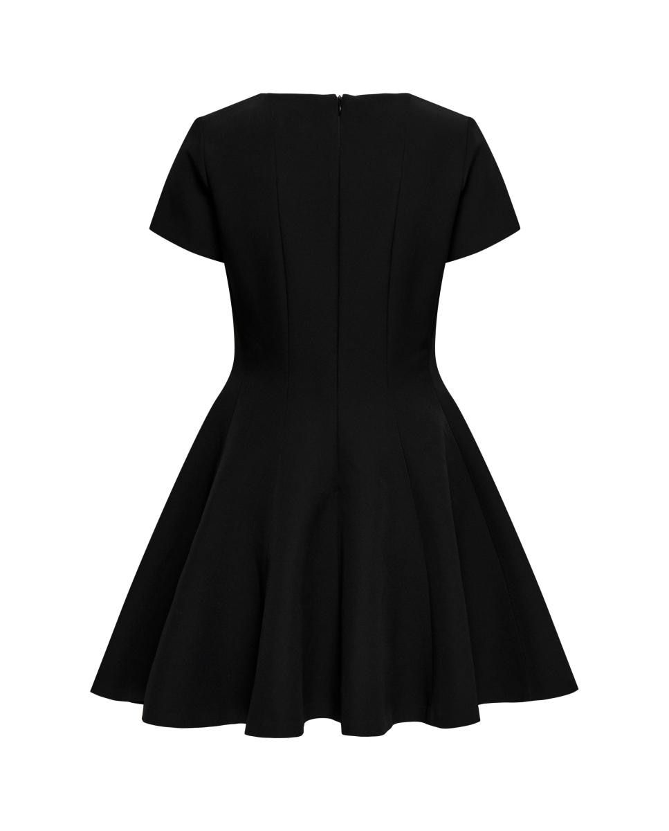 Vestido com decote redondo e manga curta Preto-2