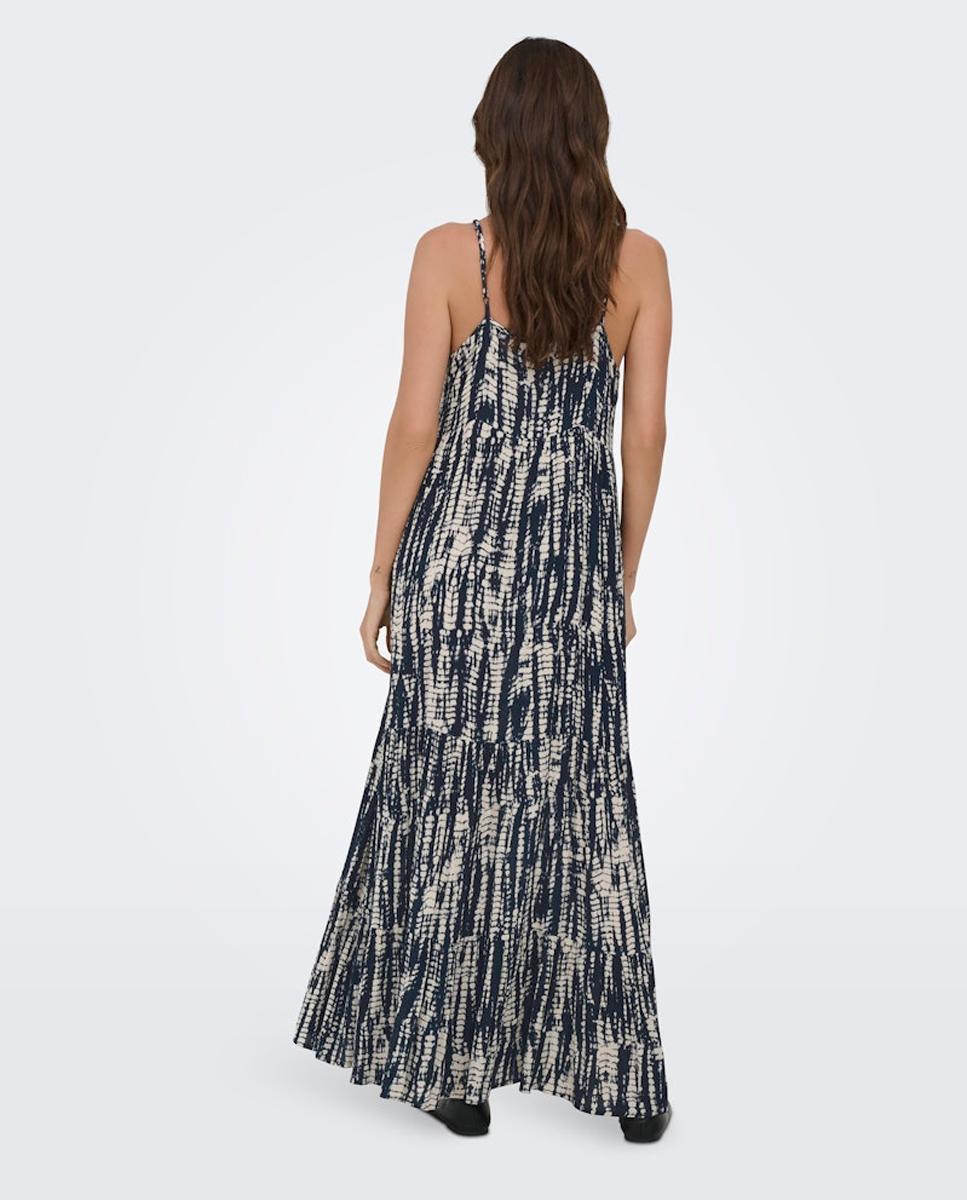 Vestido Comprido sem Mangas e com Decote em U Azul-marinho-2