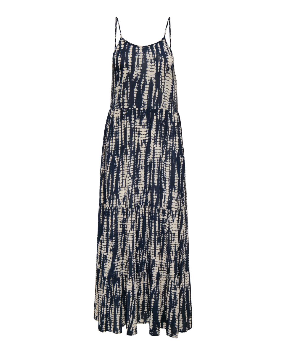 Vestido Comprido sem Mangas e com Decote em U Azul-marinho-4