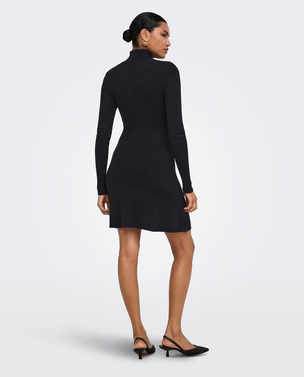 Vestido de punto con cuello alto y manga larga - Only - Negro Negro-2