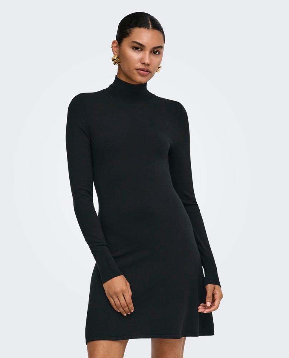 Vestido de punto con cuello alto y manga larga - Only - Negro Negro-3