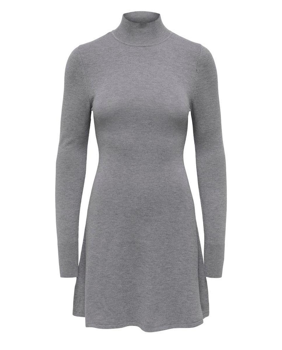 Vestido de punto con cuello alto y manga larga - Only - Gris Gris-7
