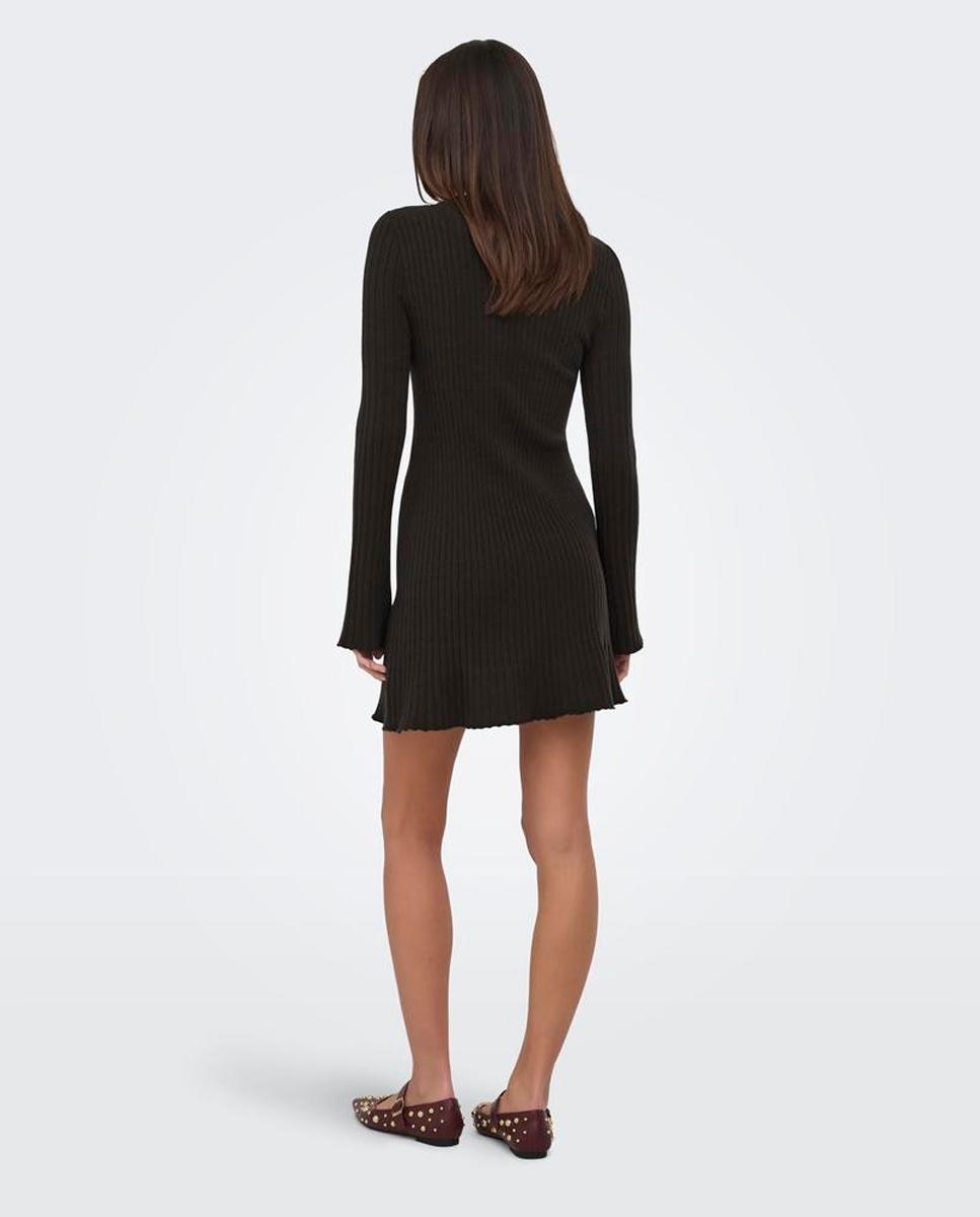 Vestido de punto con cuello redondo y manga larga - Only - Marrón oscuro Marrón oscuro-2