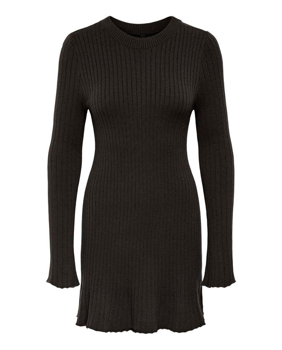 Vestido de punto con cuello redondo y manga larga - Only - Marrón oscuro Marrón oscuro-6