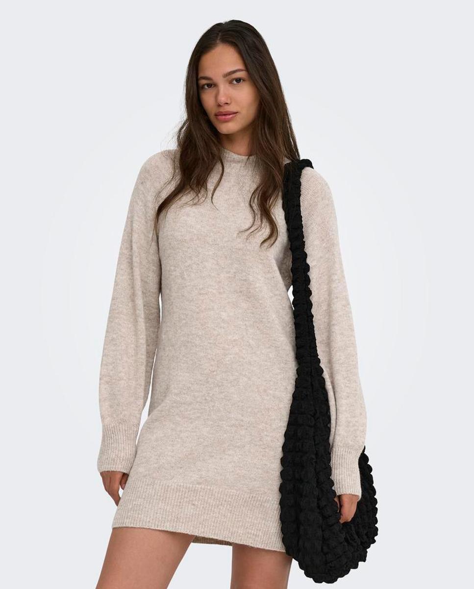 Imagen 3 de Vestido midi de punto con cuello alto - Only - Beige Beige