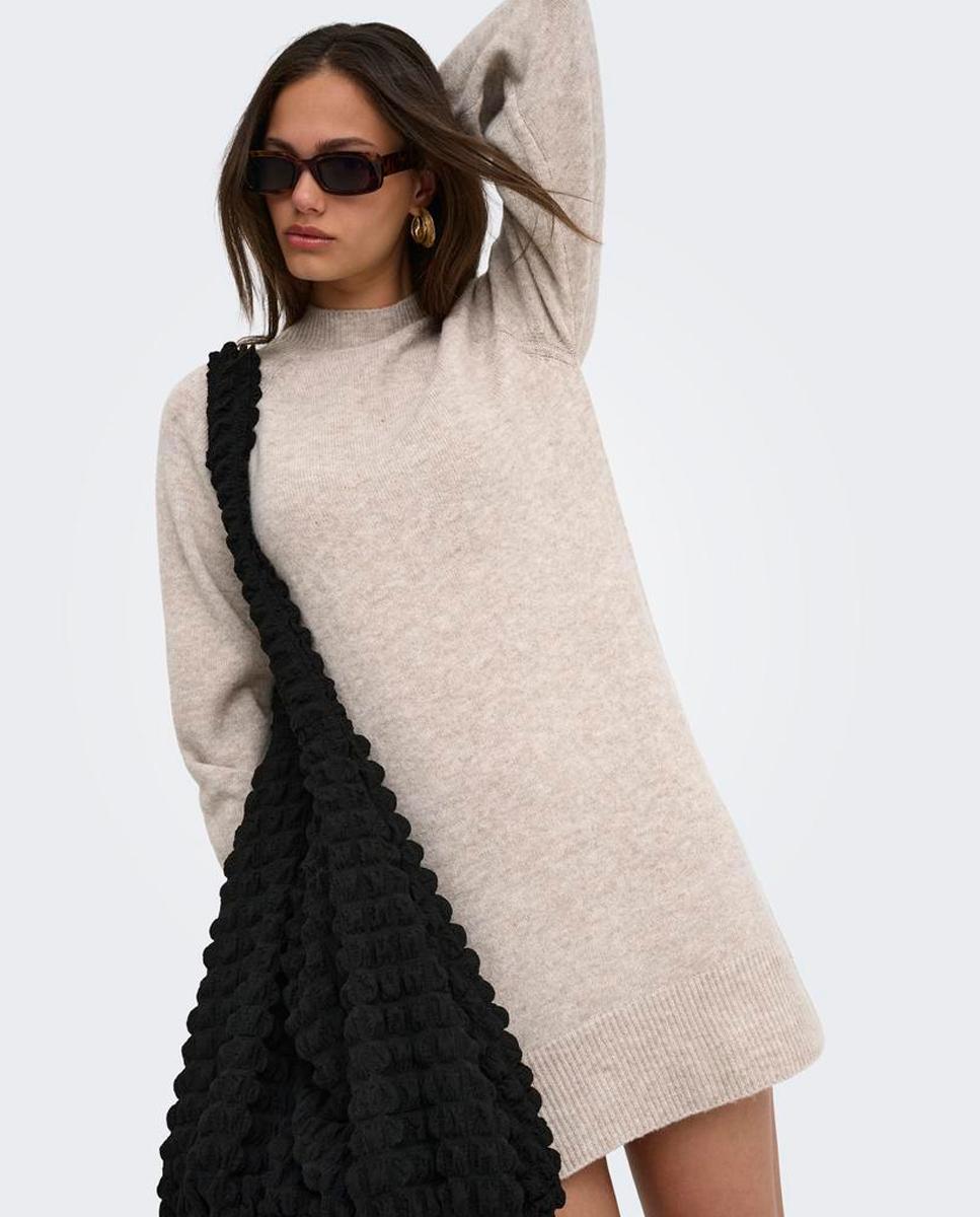 Imagen 4 de Vestido midi de punto con cuello alto - Only - Beige Beige