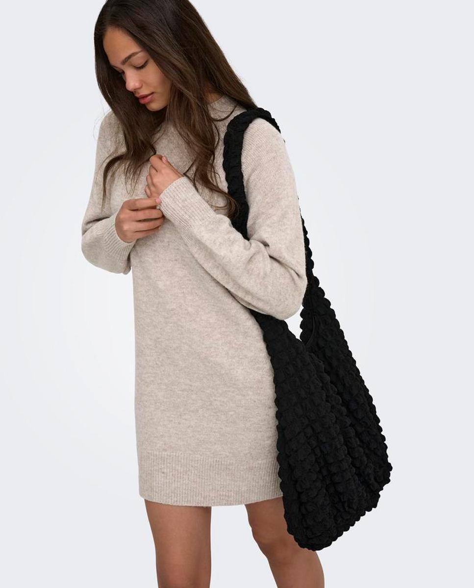 Imagen 5 de Vestido midi de punto con cuello alto - Only - Beige Beige