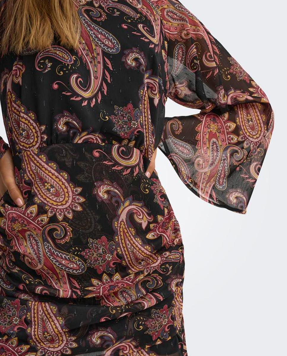 Vestido corto con cuello redondo y manga larga - Only - Negro Negro-6