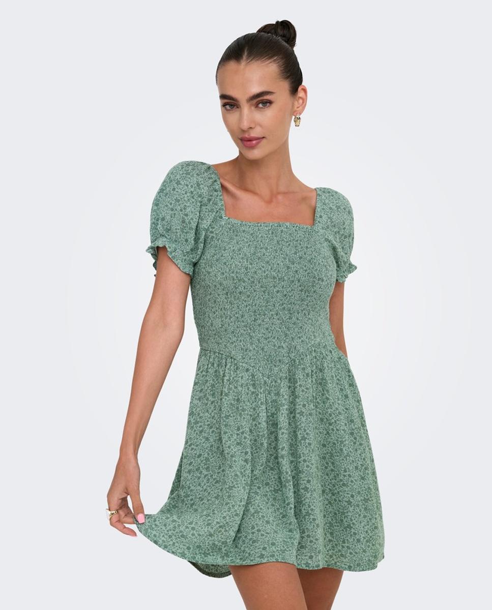 Vestido estampado corto de manga corta - Only - Verde Verde-1