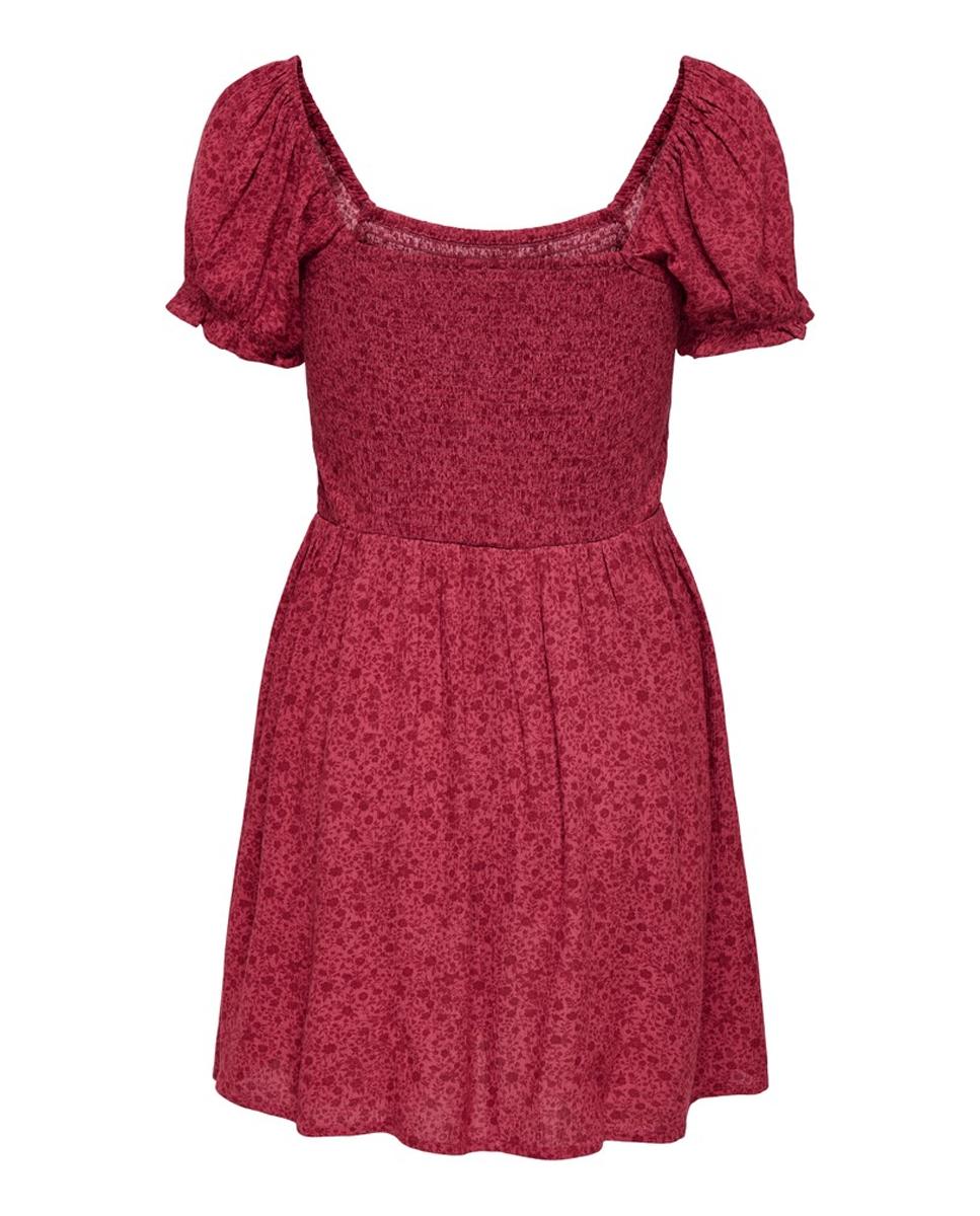 Vestido estampado corto de manga corta - Only - Rojo Rojo-6