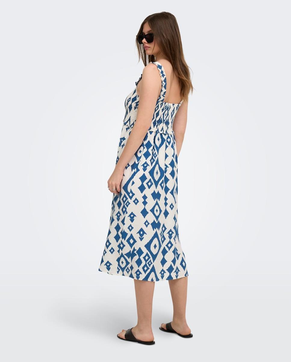 Vestido estampado largo de tirantes - Only - Azul Azul-2
