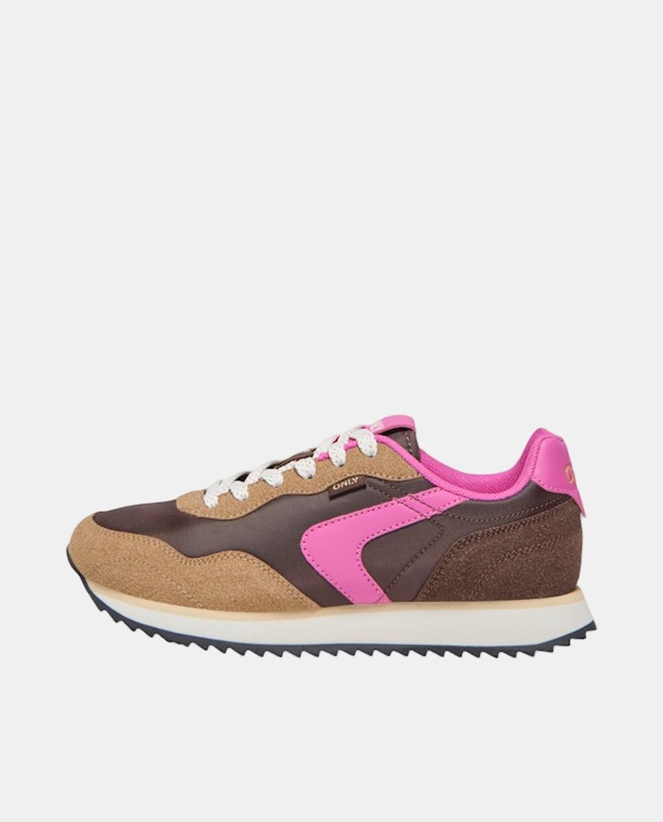 Zapatilla de mujer con cordones y puntera redonda - Only - Marrón Marrón-1