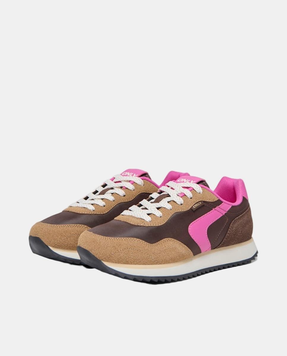 Zapatilla de mujer con cordones y puntera redonda - Only - Marrón Marrón-2