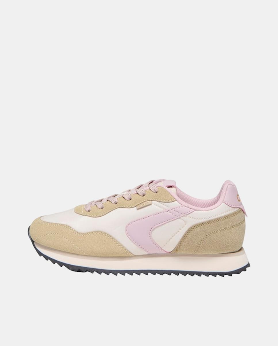 Imagen 0 de Zapatilla de mujer con cordones y puntera redonda Beige