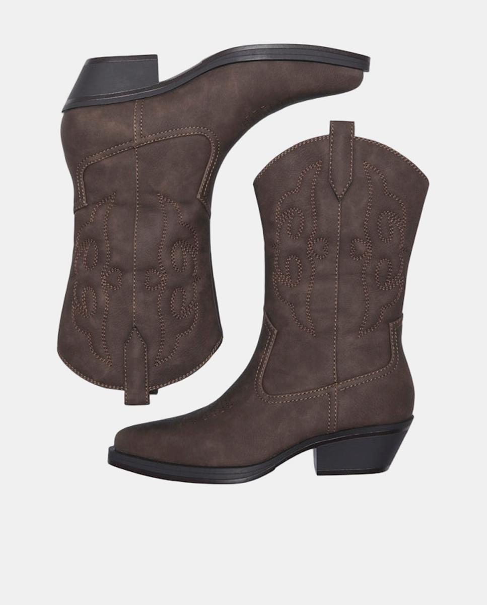 Botas de mujer altas estilo cowboy - Only - Marrón Marrón-3