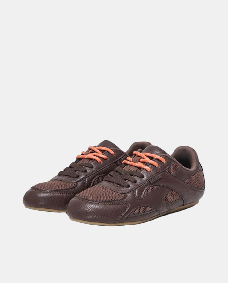 Zapatilla de mujer con cordones y puntera redonda - Only - Marrón Marrón-2