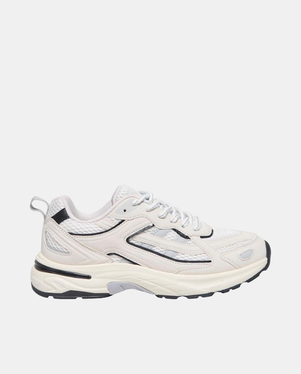 Zapatilla de mujer con cordones y detalle mesh - Only - Blanco Blanco-1
