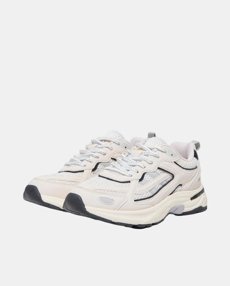 Zapatilla de mujer con cordones y detalle mesh - Only - Blanco Blanco-2