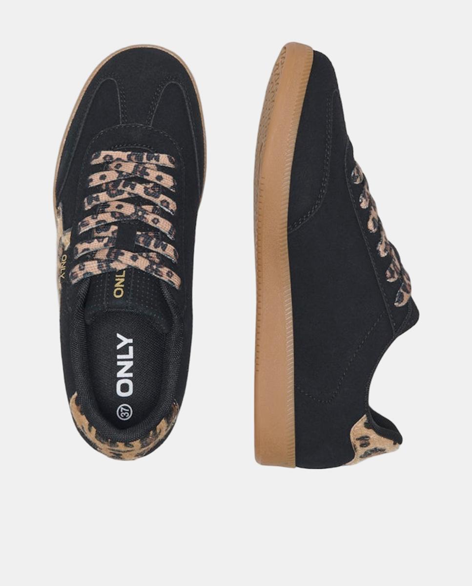 Zapatilla de mujer con cordones y puntera redonda - Only - Negro Negro-2