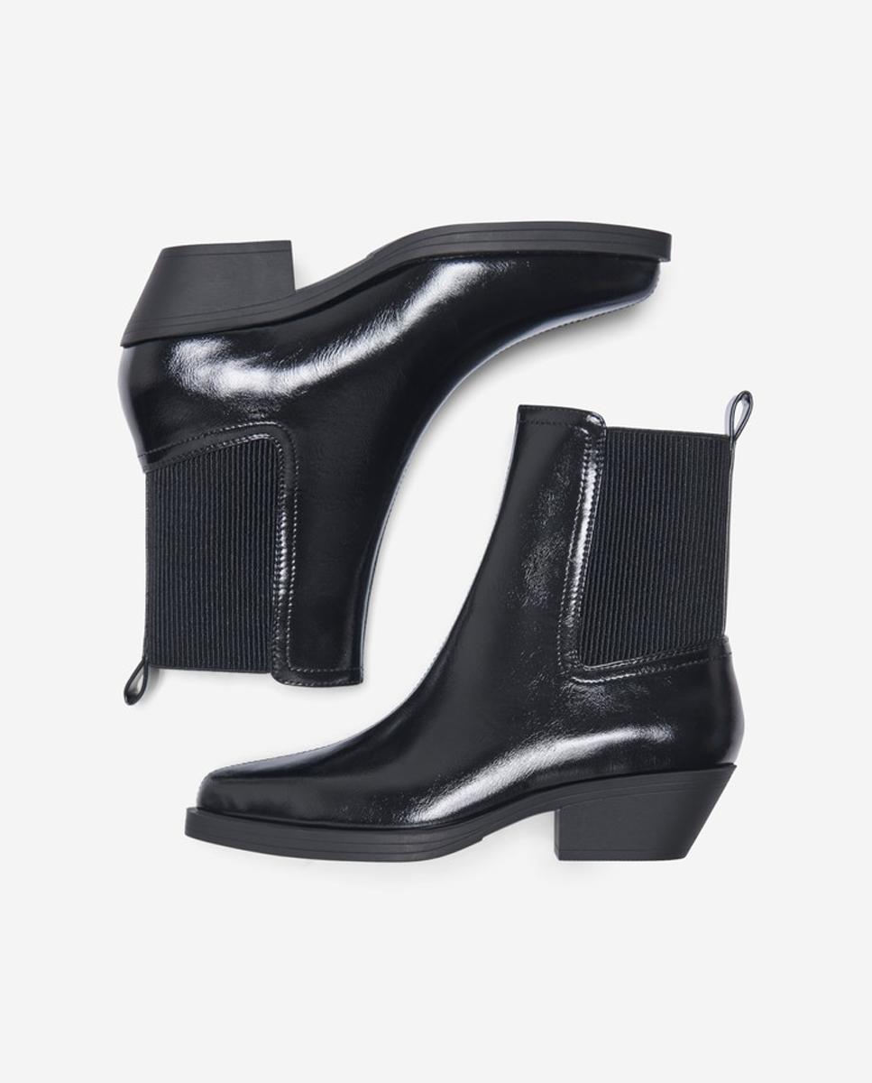 Bota de mujer de caña alta con puntera almendrada - Only - Negro Negro-3