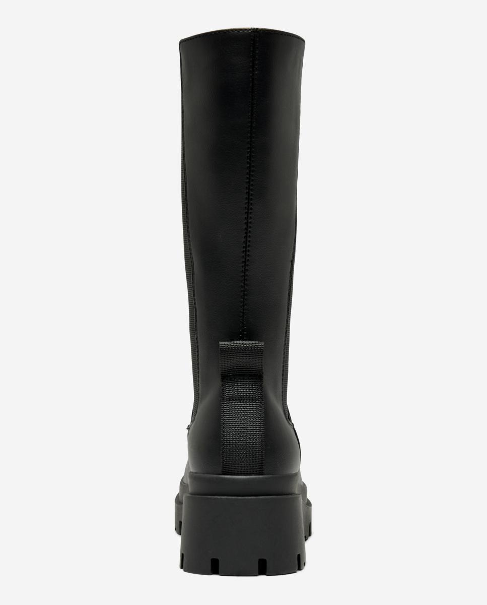 Bota de mujer de caña alta con puntera redonda - Only - Negro Negro-3