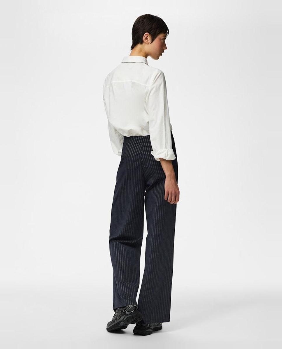 Pantalón recto de mujer - Pieces - Azul marino Azul marino-3