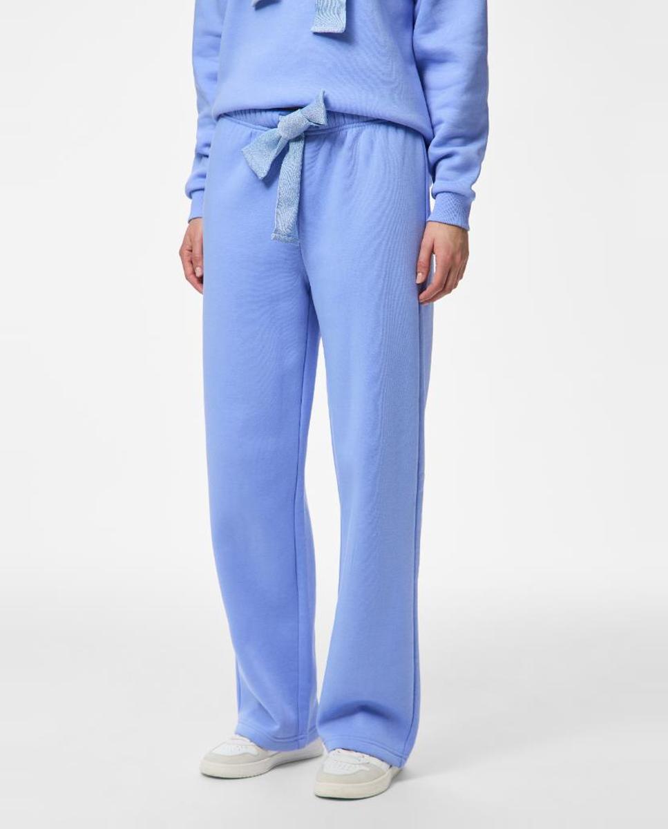 Pantalón de chándal de mujer con detalle en lúrex - Pieces - Azul claro Azul claro-3